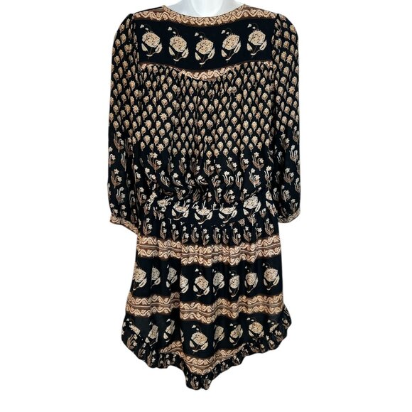 SPELL Bohemian Royale Playdress Charcoal Black Brown Paisley Floral Mini XS - Picture 13 of 16